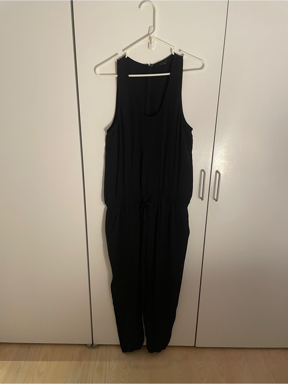 Theory Black Sleeveless Jumpsuit with Pockets, 100% Silk